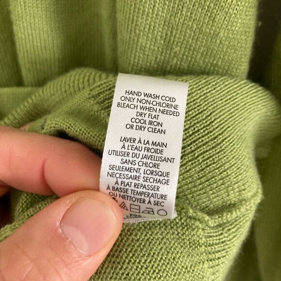 Calvin Klein Merino Wool Blend Knit Sweater V Neck Green Long Sleeve Spring XL - Picture 12 of 12